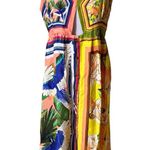 Farm Rio  Double Scarf Pastel Midi Dress Cut Out Womens Large Tropical Buttons Photo 0
