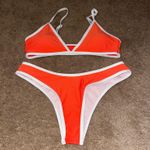 SheIn Orange and white bikini set medium Photo 0