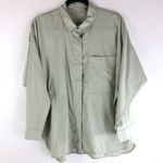 Everlane  Oversized Silky Cotton Shirt Laurel Green Long Sleeve Pocket S Photo 3
