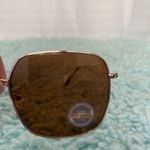 Square Brown & Gold Metal Frame Sunglasses Women NWOT Photo 2