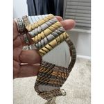 Jose Cotel Paris France Vtg Belt Silver Gold Links White Leather‎ Photo 3