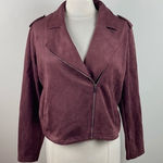 LC Lauren Conrad Solid Brown Full Zip Soft Collared Jacket Women Large Photo 0