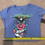 Ed Hardy  Pale Blue Graphic Print Crop Top Tee Photo 5