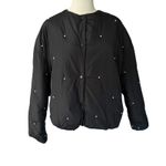 Sleeper  Faux Pearl‎ Puffer Cropped Jacket Black Size S/M Photo 3