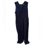 Trina Turk Momo Fringe Jumpsuit Navy Blue Wide Leg Sleeveless Scarf Photo 6