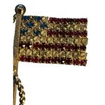 Vintage Rhinestone American Flag Brooch Patriotic USA Pin Costume Jewelry 4th Photo 2