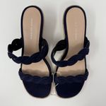 Stuart Weitzman  Twistie Flat Sandals Open Toe Wedge Heels Women's 7 Navy NWOB Photo 3