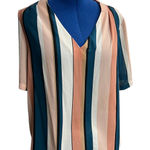 WORTHINGTON‎ Women's Striped Slimming Chic Multicolor Top Size XL Green Peach Photo 0