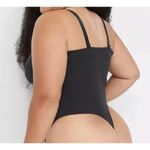 Cacique Lane Bryant  Rib Keyhole High Leg Thong Bodysuit BLACK Plus Size 26/28 Photo 1