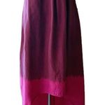 AS BY DF Silk Dress Leather Top Trim Sleeveless Burgundy Ombre Hi Photo 7