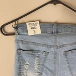 American Bazi High Waisted Knee Length Denim Jorts Jean Shorts Light Wash Casual Photo 3