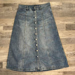 Gap Medium Wash Button Down Denim Midi Skirt Belt Loops N26 Photo 0