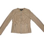 Kenneth Cole Reaction Nude Vegan Leather Bomber Jacket Tan Photo 3