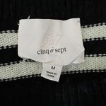 Cinq à Sept Cinq A Sept Wool Blend Stretch Knit Black White Stripe Ruffle Pullover Sweater M Photo 1