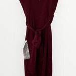 Dress the Population Alessia Wine Burgundy V-Neck Tie Waist Crepe Size XS NWT Photo 13