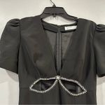 Mac Duggal  2630 Plunge Neck Puff Sleeve Cut Out Gown 4 Black NWT Beaded Sequins Photo 4