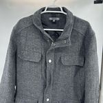 DKNY Charcoal Herringbone wool blend coat zip and button closure winter warm xl Photo 6