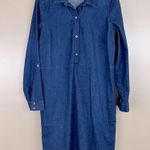 J Jill Blue Denim Long Roll Tab Sleeve Shirt Dress Medium Photo 1