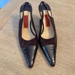 Cole Haan Size 10 Chocolate Brown Suede & Genuine Alligator Slingback Heels Photo 3