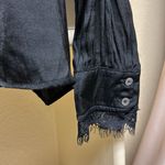 Anthropologie Current Air Women top medium black satin lace coquette witchy Elphaba Victorian Photo 2