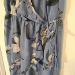Hint of Blush  Long Maxi Flutter Dress Size Large Magnolia Floral Blue High Low Photo 10