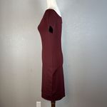 Reformation  Bodycon Square Neck Mini Dress Size M Medium Maroon Red Short Sleeve Photo 2