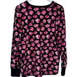Betsey Johnson Henley Pajamas Intimates Set Pink Roses Floral Black Size XXL Photo 2