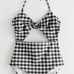 Loft Black and White Checkered Gingham Swimsuit Photo 0