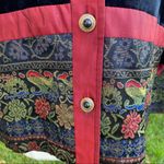 Coldwater Creek  Small Jacket Velvet Button Front Black Wine Tapestry Holiday Photo 9