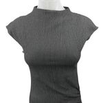 ZARA  Women's Gray Ruched Textured Short Sleeve High Neck Mini Bodycon Dress Sz S Photo 4