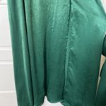 Aura  Emerald Green Satin Maxi Dress With A Tie Belt Slit Long Puff Sleeves Small Photo 3