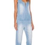 MONROW Women’s XS Denim Chambray Jumpsuit Pants Sleeveless Blue Photo 0