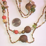 Vintage Plastic/Acrylic Carved Seed Bead Beaded Multi Color Necklace Photo 6