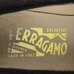 Salvatore Ferragamo  Pumps Womens 9.5 AA Brown Calf Leather Block Kitten Heel Photo 2