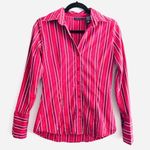 New York & Co. NY & Co. Shirt Button Down Red Metallic Striped XS Photo 0