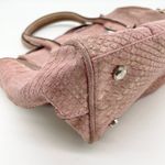 B Makowsky Suede Leather Satchel Bag Pink Metallic Snake Street Glam Maximalist Photo 4