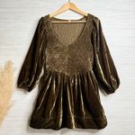 Free People  mini dress velvet smocked pleated boho cocktail party Small Photo 0