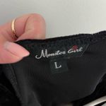 Vintage 90s Monster Girl Open Back Velvet Floral Embroidered 3/4 Sleeve Top Black Size L Photo 4