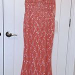 Mac Duggal NWT  Coral Pink Sequined Plunge Neck Sleeveless Column Gown - 5669 Photo 2