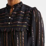Farm Rio NWOT Metallic stripes and ruffle shirt Sz Large Photo 3
