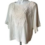 Polo Ralph Lauren Blue Label Ivory Laced Embroidery Dolman Sleeve Top, Sz L Photo 4