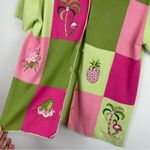 Vintage Y2K Neon Pink Green Checkered Graphic Button Down Top Cardigan Sz Large Photo 4