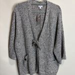 J Jill Pure Jill Cardigan Womens 2X Two Tone Marled Knit Tie 3/4 Kimono Sleeve Green Photo 3