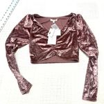 WAYF small ruched crushed velvet puff sleeve crop top TLS2 3038 Photo 8
