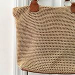 The Sak Solid Beige Crochet Cambria Shoulder Tote Top Zip Rope Straps Tan Trim Photo 2