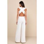 Lulus NWT  Thinking Out Loud White Backless Jumpsuit Cocktail Classy Size XS Photo 2