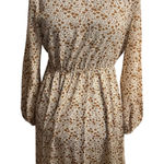 Floral Bohemian Midi Brown Blue Cream Long Sleeve Ruffled Neckline Sz 12 DresS Photo 0