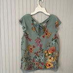 Twine & String Ruffled Sage Green Floral Flutter Sleeve Blouse | XL JRS Photo 4