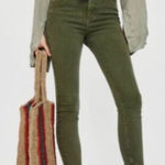 Free People  We the Free High-Waisted Skinny Jeans Olive Green Size 29 Photo 0