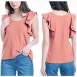 Madewell  Texture & Thread Ruffle Sleeve Tank Top Romantic Coral S Photo 2